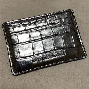 Michael Kors Silver Croc Embossed Card Holder